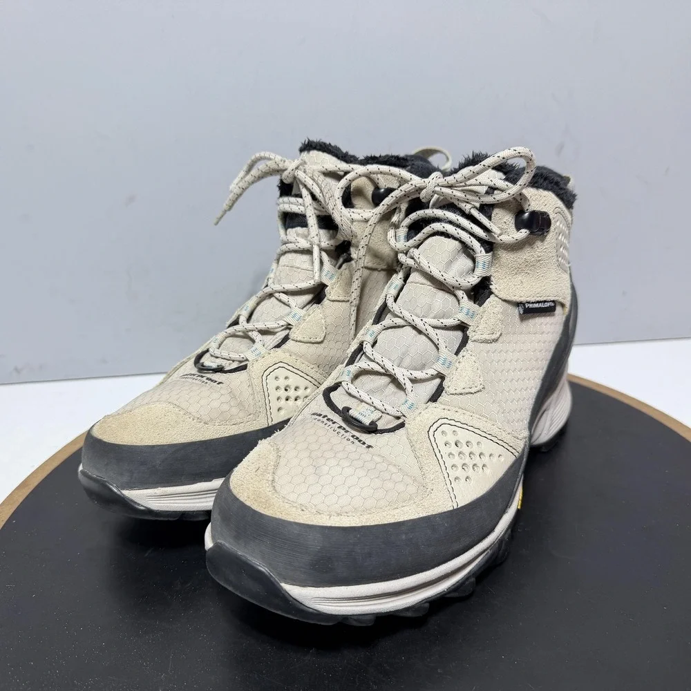New Balance Boots Womens Size 7.5B Beige Suede Primaloft Vibram Winter Hiking
